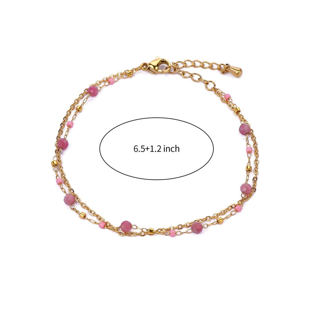 JUSTOP European & American Beaded Bracelet with Natural Stone and 18K Gold Plating
