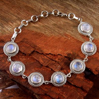 Silberarmband, Mondstein Armband 925 Sterling Silber Schmuck, Muttertagsgeschenk 7 Zoll