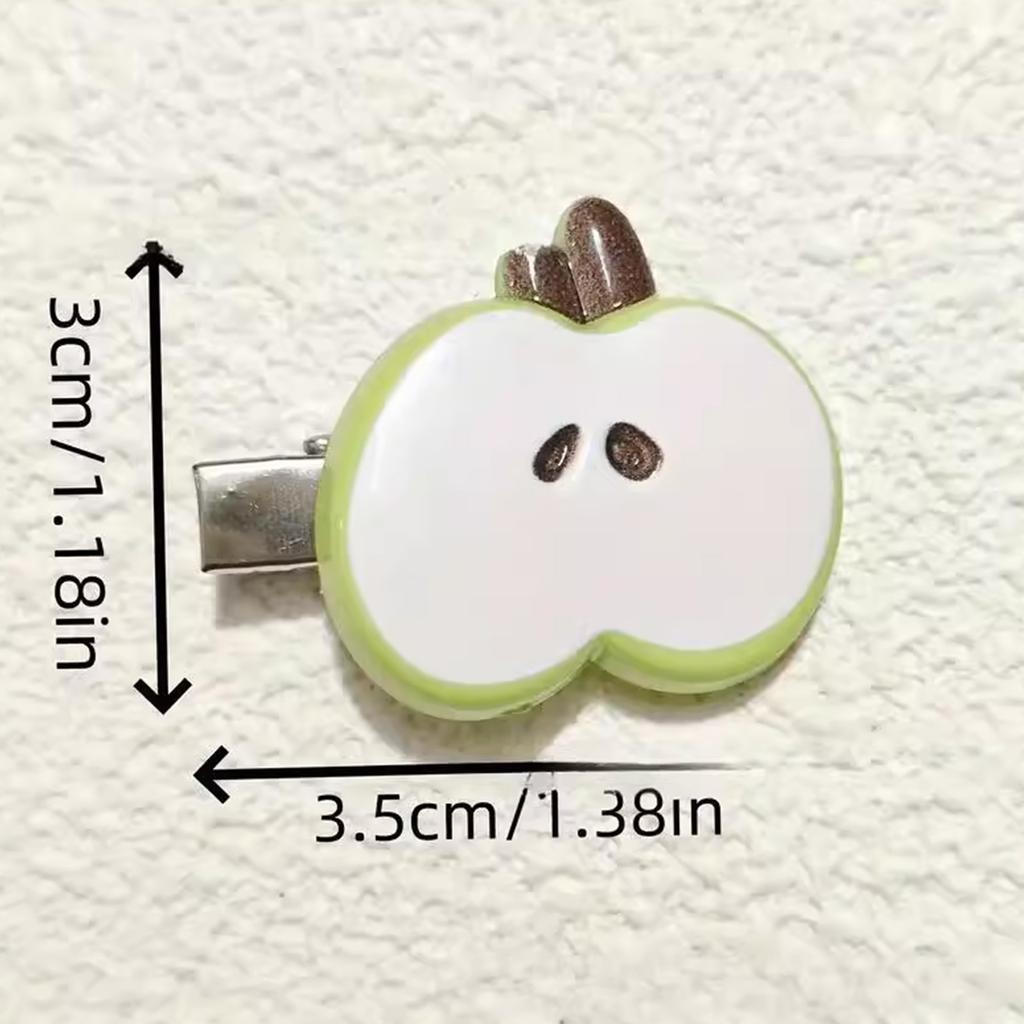 Pack of 2 Cartoon Apple Hair Clip Resin Hairpin Side Barrette for Girls Kids Daily Use Women Fashion Accessories