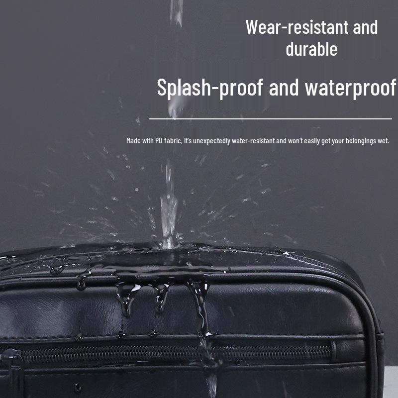 Men's PU Travel Toiletry Bag - Large Capacity, Portable, High-End Feel