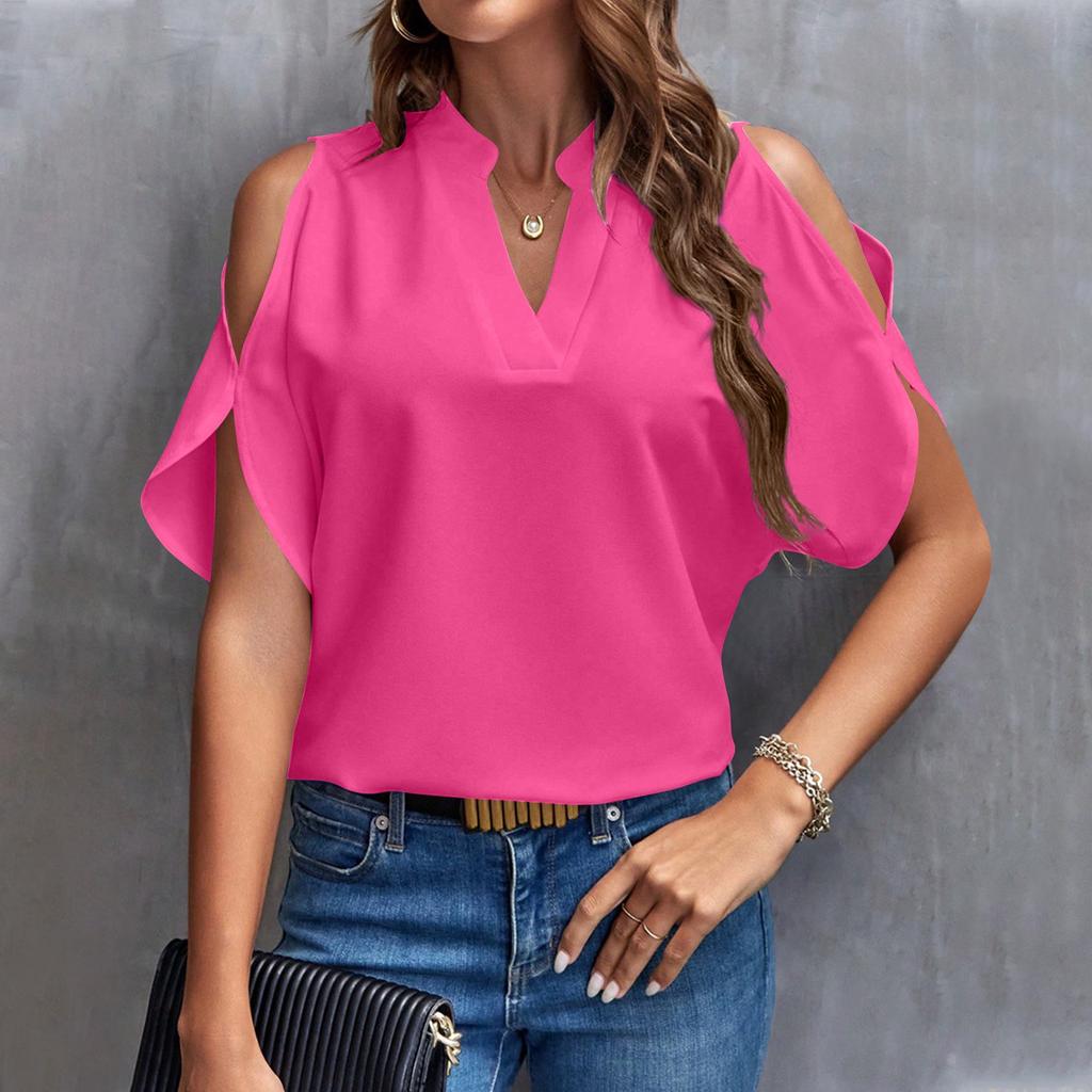 Ladies V-Neck Stylish Off-Shoulder Sleeve Top