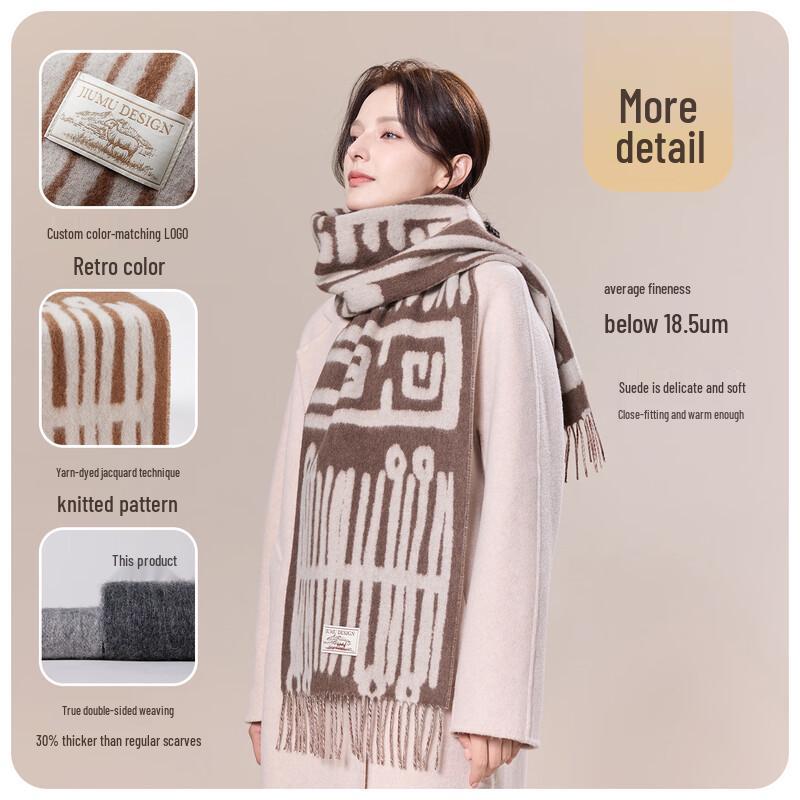 JIUMU Women's Pure Wool Autumn Winter Scarf & Shawl