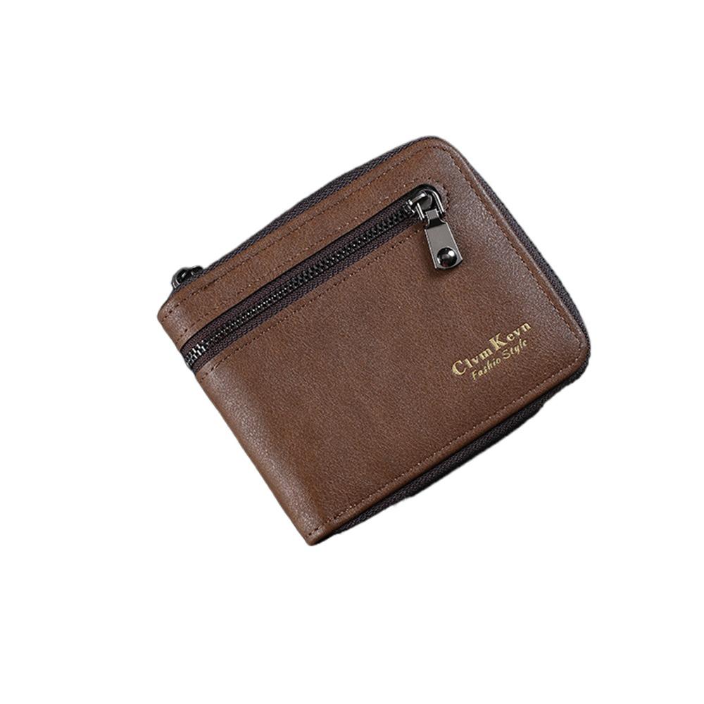 

PU Leather Men Wallet ID Card Holder Men Purses Portable Bifold Money Clip for Men Girls коричневий