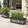 Portable Flower Container for Courtyard 18 Inch Rectangular Planter Box, Imitation Wood Grain Window Box Planter, Plastic Vegetables Large Capacity