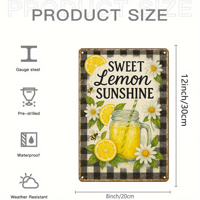 

Sweet Lemon Sunburst Metal Wall Art Sign x Inch Joyful Kitchen Sunroom Decor Featuring Vibrant Lemon Juice Sunflowers 20x30cm（7.8x11.8inch）