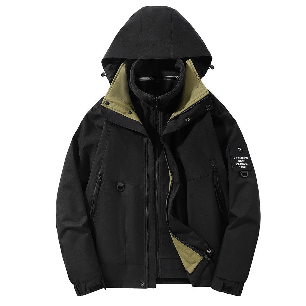 

Куртка большого размера для мужчин и женщин, набор «три в одном», состоящий из двух частей, со съемным теплым лыжным костюмом, водонепроницаемый, ветрозащитный костюм для альпинизма 4XL