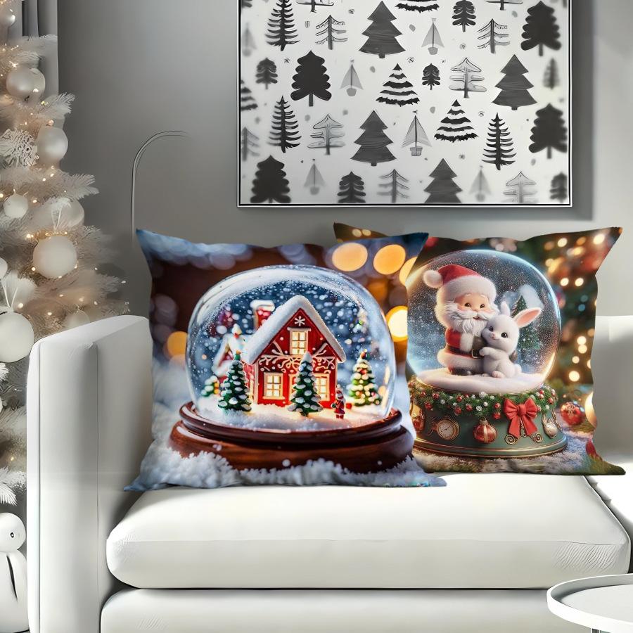 New Christmas Gift Pillow Cover Polyester Printed Holiday Decoration Living Room Sofa Cushion Cover Bedroom Pillow