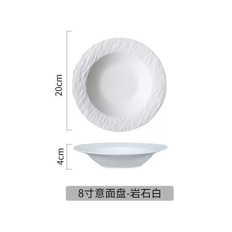 Western Ceramic Dinner Plate Black White Matte Steak and Pasta Dishes Round Salad and Dessert Plate for Home Use Hotel Tableware