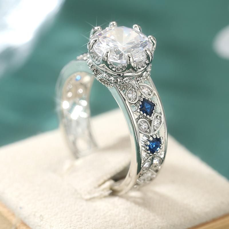 Classic Synthetic Zirconia Hollow Band Ring for Women Engagement Wedding Banquet Party Rings Elegant Jewelry