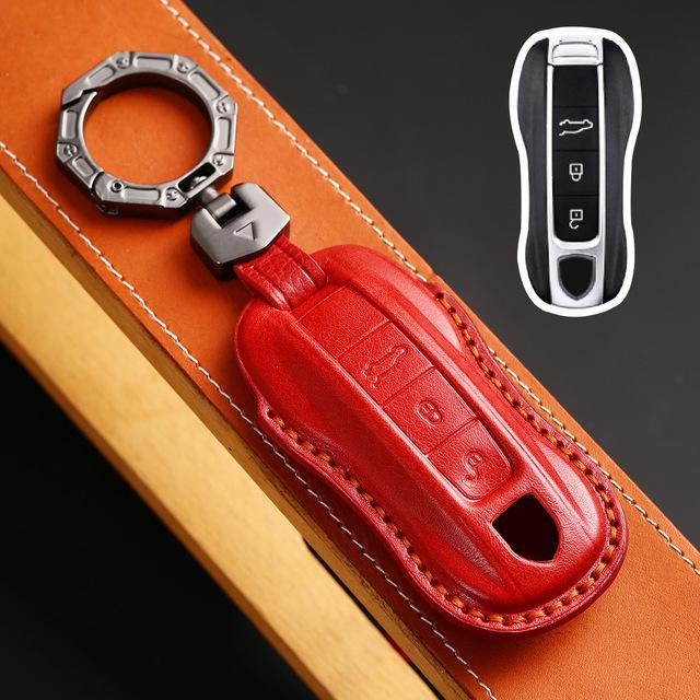 

Leather Car Key Protective Case Keyless Cover Key Shell For Porsche Boxster 718 Cayman Cayenne Panamera Macan 911 Accessories