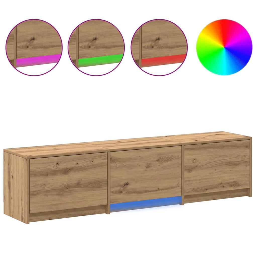 TV Stand with LED Artistic Oak Finish 165 x 34 x 40 cm