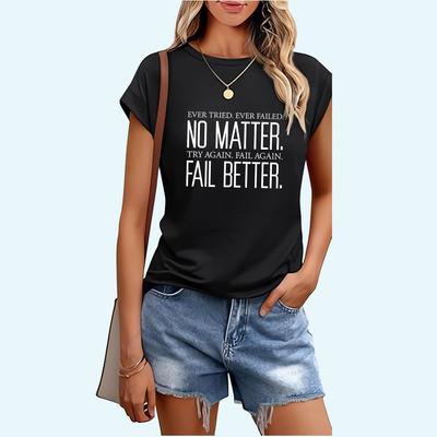 Kobiety Moda Nadruk z Literami T-shirt Wiosna&lato Casualowy Top z Krótkim Rękawem Panie Okrągły Dekolt Koszulka