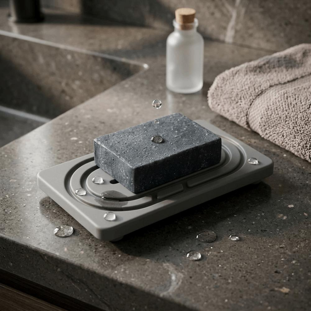 2pcs Absorbent Diatomaceous Earth Tray Set Natural Quick Drying Soap Dish Multi-Functional Diatomaceous Earth Soap box Kitchen