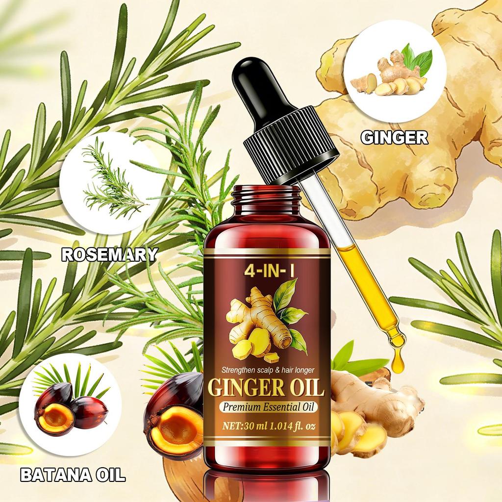 Ginger Oil-Nourish Hair Strands And Improve Hair Quality-Strengthen Scalp & Hair Longer-Suitable For All Hair Types, 30ml