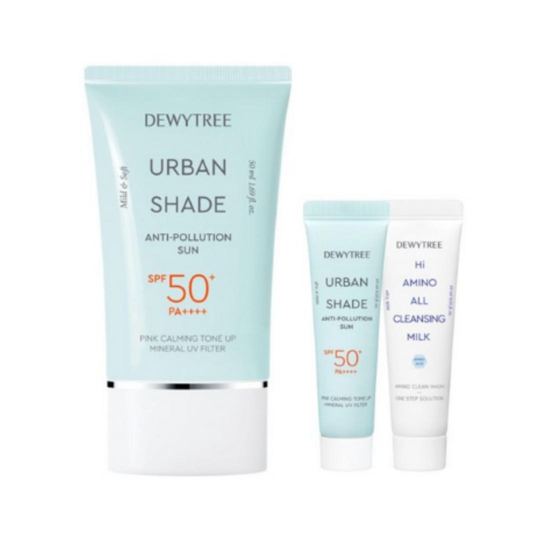 

Dewytree UrbanShade Anti‑Pollution Sun Cream SPF50+ PA++++ Set — 50 ml + 10 ml + HiAmino All Cleansing Milk 10 ml (1 set)