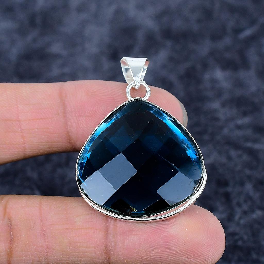 Iolite Quartz Gemstone Handmade 925 Sterling Silver Jewelry Pendant 1.77" M-3254