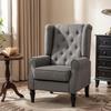 Lounge Chair, Mid-Century Velvet Accent Chair, High Tufted Wingback, Grey