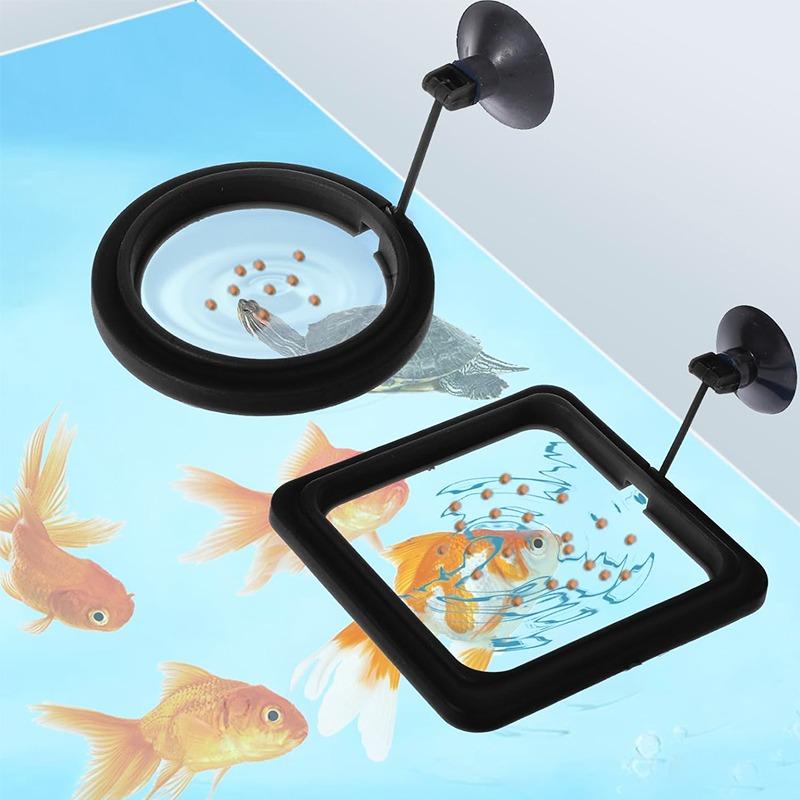 Aquarium Feeding Ring Fish Tank Station Floating Food Tray Feeder Square Circle Accessories Fish Foods Feeder with Suction Cup