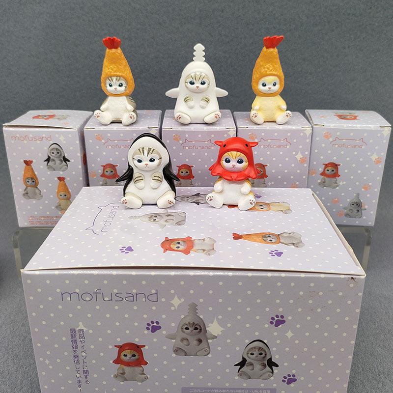 4cm Mofu Cat Series Blind Box Action Figure Set, Animal Headband Doll, Cute PVC Model, Desktop Ornament, Craft, Gift, Toy