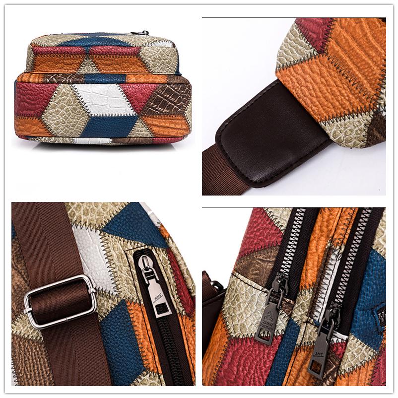 Breast Splice Bag Female New Fashion One-shoulder Bag Small Bag Print Trend Casual Soft Leather Slant Cross Bag Women