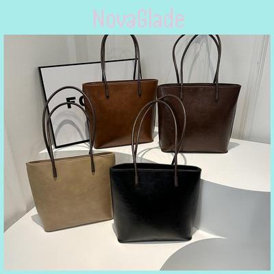 Black Khaki Coffee Brown Street Style Pu Tote Bag Large Size Fashionable Underarm Single Shoulder Bag