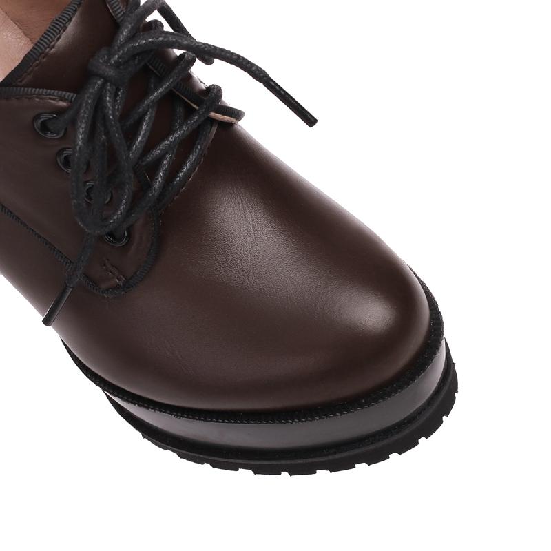 Fashion Women's New Spring and Autumn Round Head Thick Sole Waterproof Platform Lace up High Heel Large Size Deep Mouth Single Shoes