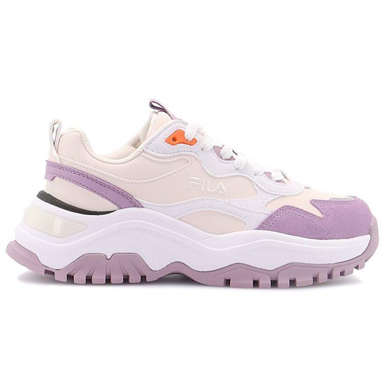 FILA Fashion Sneakers Transpose Synthetic Leather Cowhide Suede Sports Comfort Low-Top Dad Shoes Women Sneakers Beige Purple F12W144147FPS