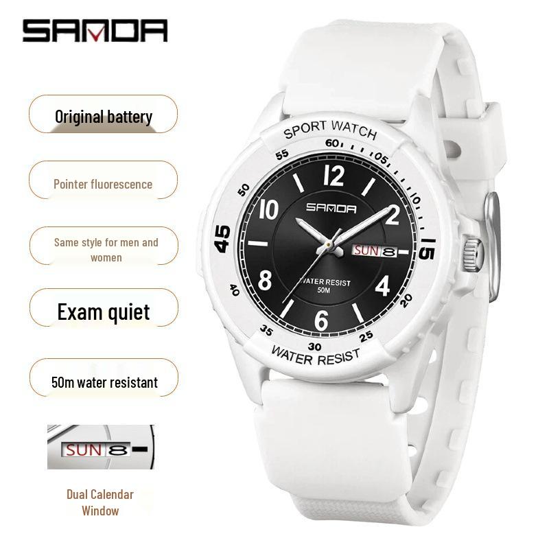 Sanda Fashion Youth Quartz Wristwatch: Casual Digital, Dual Calendar, Luminous, Waterproof, Unisex.
