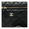 Chanel 25c Boucle Dorée Motif Diamant Chaîne en Cuir Logo de Marque Fermeture à Glissière Sac Bandoulière Messager Simple Sac à Main en Peau d'Agneau Noir pour Femme