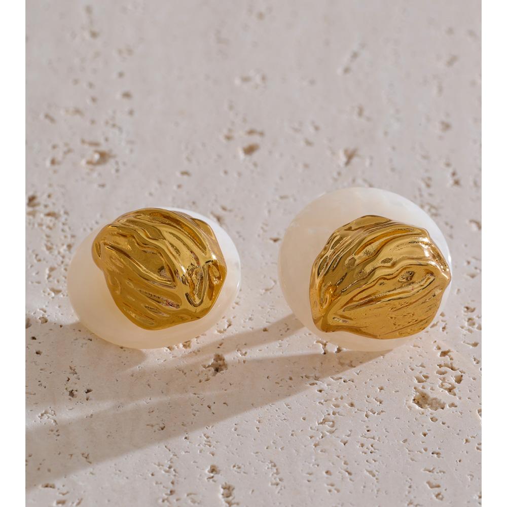 Yhpup Detachable Stainless Steel Resin Round Geometric Stud Earrings" 2 Ways To Wear "Stylish Unique Attractive Cheap Jewelry