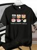 Mens Tee Cute Cartoon Sushi With Funny Slogan Print Cotton Short Sleeve Male Casual Streetwear
