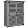 Garden Cabinet 0.83 M² 127x65x168 Cm With 2 Shutter Doors 2 Shelves 2 Handles And Waterproof Roof Gray