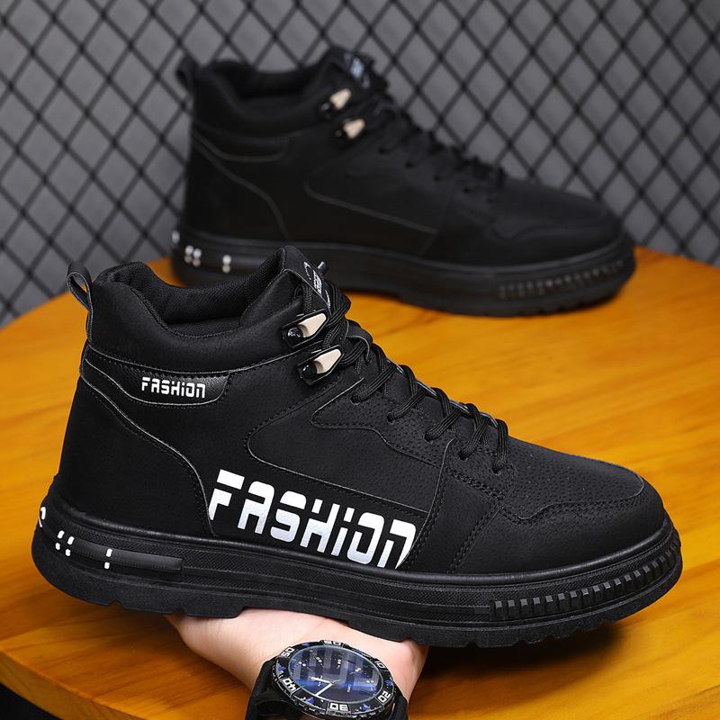 

2025 осень и зима новые высокие ботинки Мартин модные рабочие ботинки тренд универсальные мужские повседневные туфли на платформе уличные кожаные туфли 44 чёрный