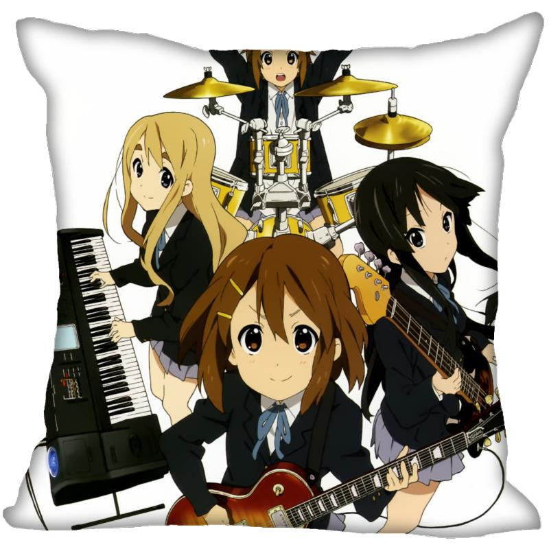 New Arrival K-ON! Anime Girl Pillow Case For Home Decorative Pillows Cover Square Zippered Satin Fabric PillowCases 40X40,45X45