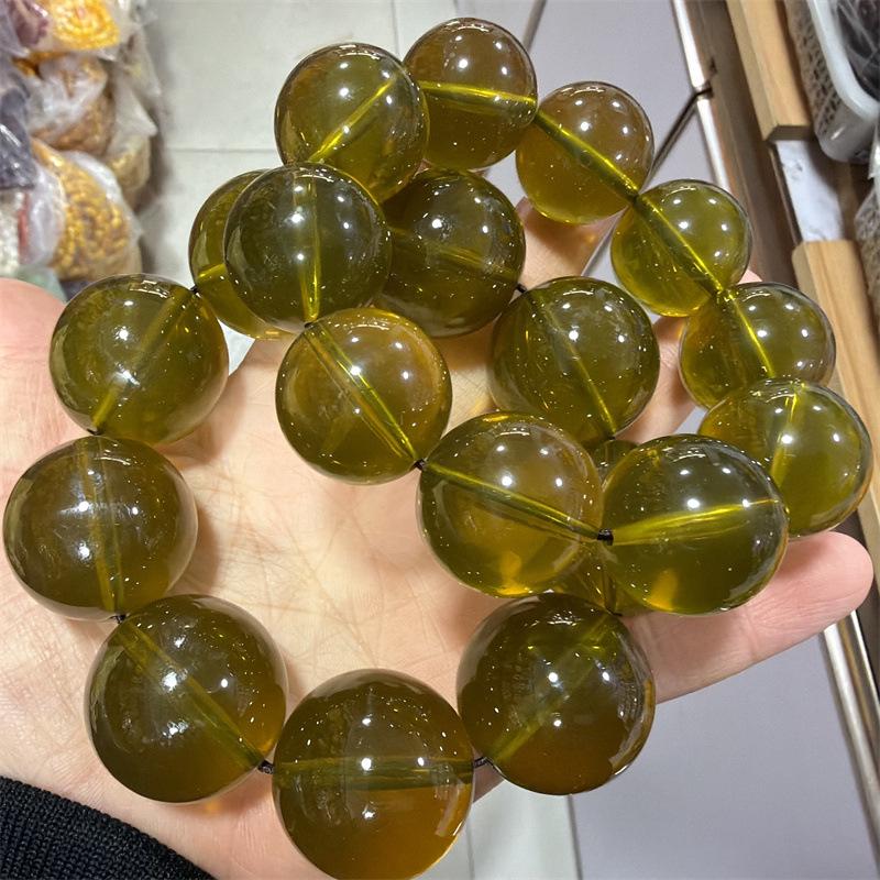 Оптимизированный браслет второго поколения из золотистого шелка с янтарными и синими янтарными круглыми бусинами. 20mm Round Bead Bracelet