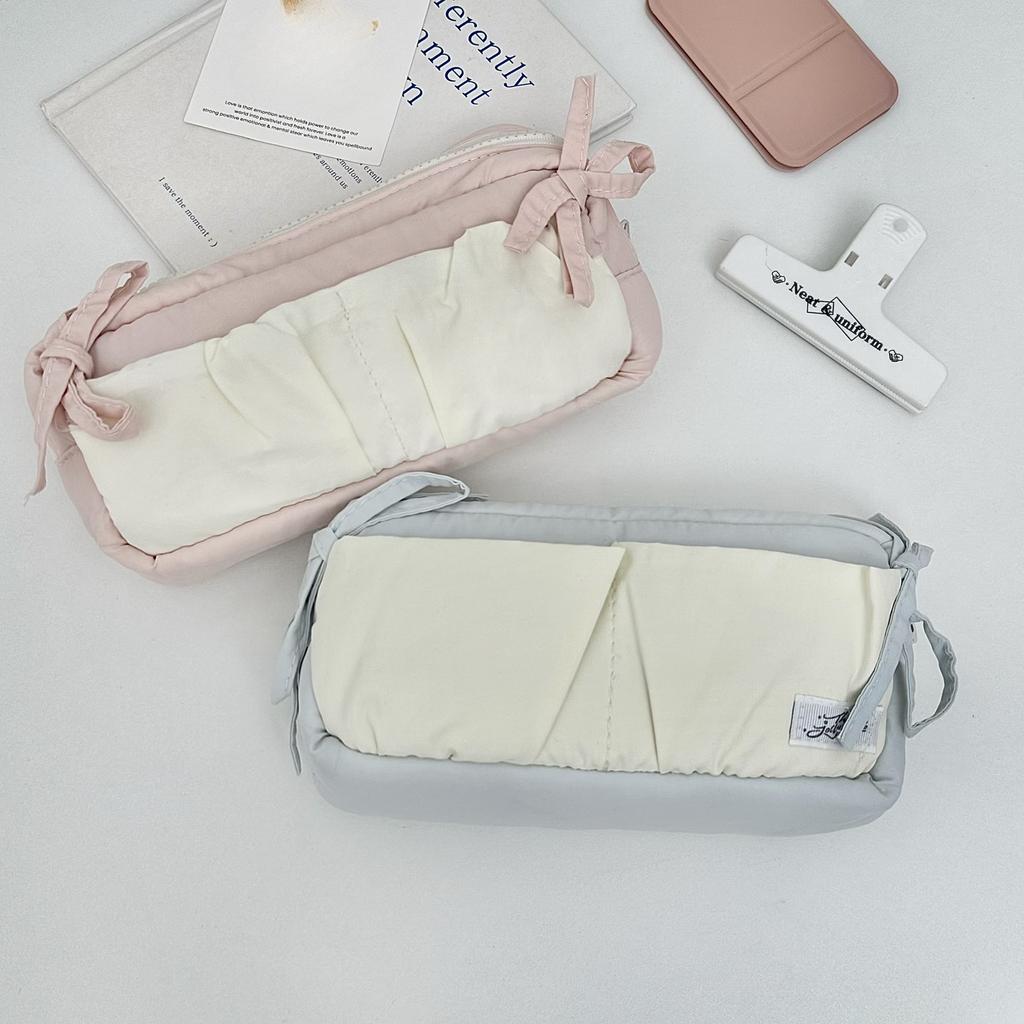 Sweet Korean Pink Color Pencil Case for Girl Creative Design Simplicity Stationery Bag Large Capacity Pen Bag Student Supplies