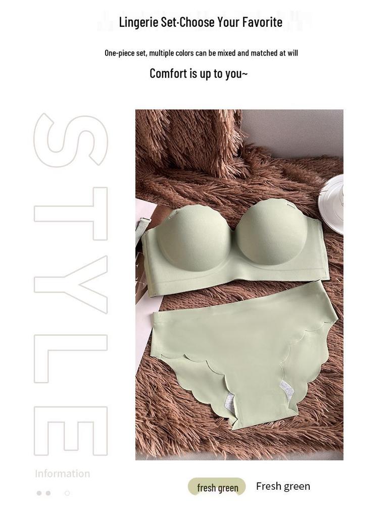 Non-Slip Strapless Push-Up Seamless Lingerie Set for Small Busts