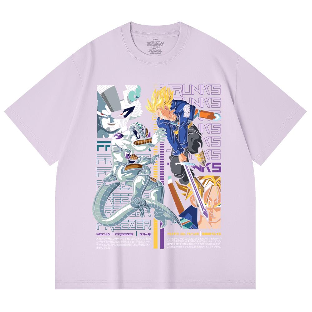 230 Gsm 100% Cotton Dragon Ball V50 Trunks Freeza Print Unisex Heavy Cotton T Shirt