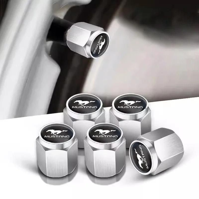 Neuer 2026 Autoaufkleber 5 Stück Legierung Aluminium Auto Ventilkappen Staubkappen Felge Für Mustang Ford Fiesta Kuga Edge Mondeo ST Fusion Explo