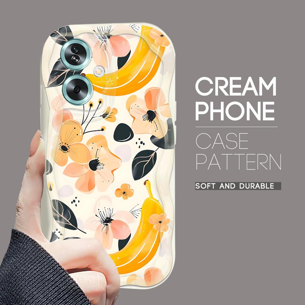 Cute Cartoon Pattern Cream Texture Casing Wavy Edge Soft Silicone Cover Phone Case for OPPO Reno Realme