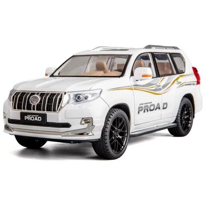 1/18 Scale Toyota Prado Die-cast Model Car, Alloy Metal Pull Back Collectible Vehicles Toys with Sound and Light Car for Kids and Adults Gifts