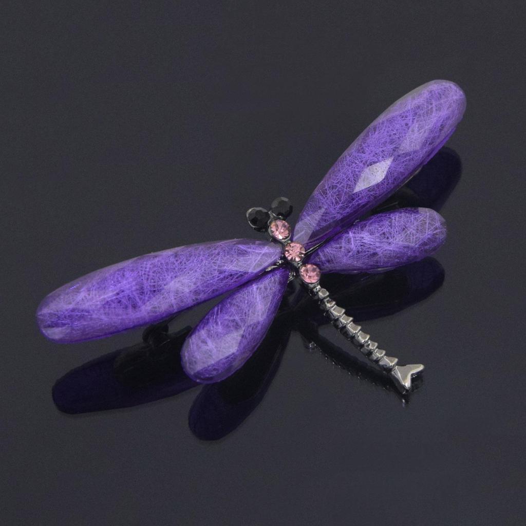 Retro European & American Brushed Acrylic Crystal Dragonfly Brooch - Exaggerated Personality Electroplated Black Dragonfly Pin Accessories