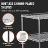 Kitchen Utility Cart, 3 Tiers, Wire Rolling Cart with 661LBS Capacity, Steel Service Cart On Wheels, Metal Storage Trolley with 80mm Deep Basket