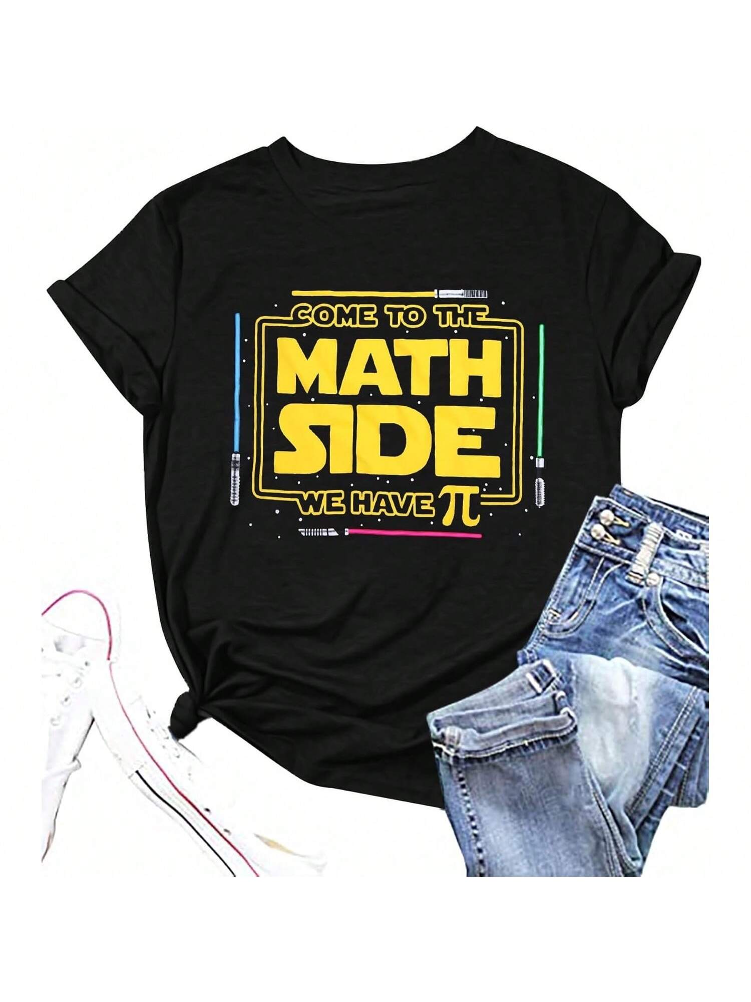 

Come To The Math Side Shirt Women Pi Tee Shirts Math Teacher T-Shirt Back To School Mathematics Tops XXXXXL чёрный