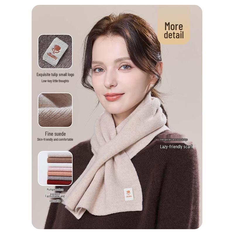 JIUMU Women's Pure Wool Cross Neck Scarf