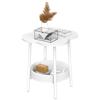 Small Coffee Table, Flower Shaped Desktop Tea Table, Modern Style End Table, Living Room Center Minimalist Display Coffee Table with 2-Tier