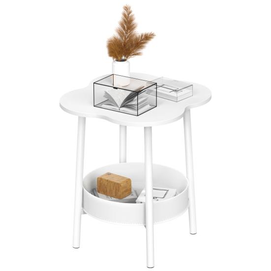 Small Coffee Table, Flower Shaped Desktop Tea Table, Modern Style End Table, Living Room Center Minimalist Display Coffee Table with 2-Tier