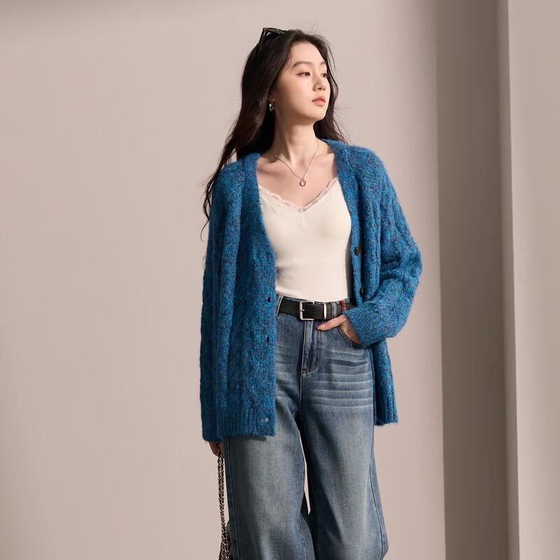 Sancai Women's V-Neck Loose Knit Cardigan