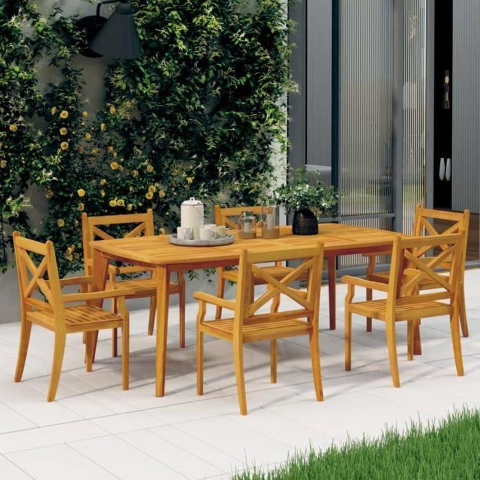 3098661 vidaXL Chaises à dîner d'extérieur 6 pcs Bois d'acacia massif
