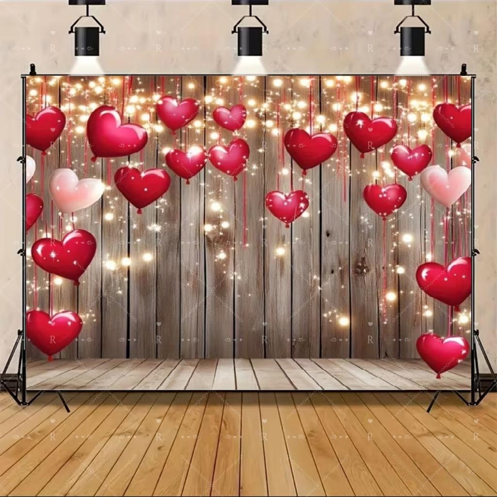 Red Pink Heart Balloon Background Multi Functional Love Banner Birthday Festival Wedding Couple Portrait Photography Backdrop